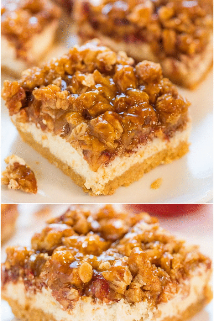 Caramel Apple Cheesecake Crumble Bars